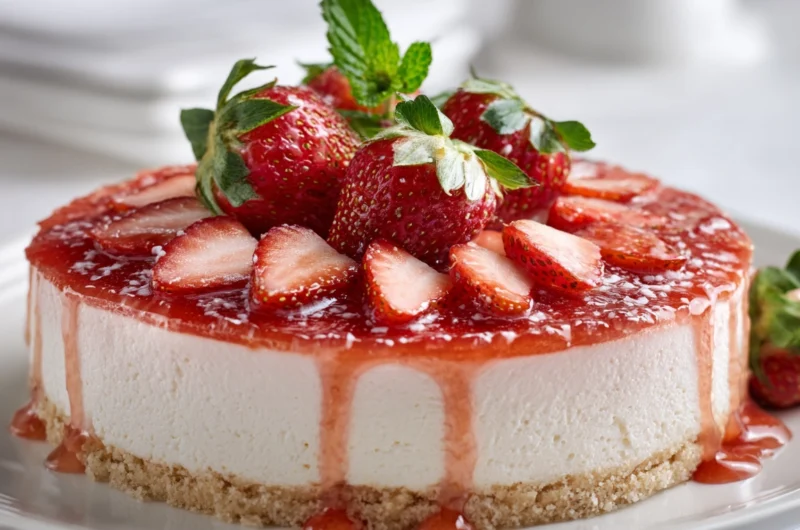 The Best Creamy Strawberry Cheesecake