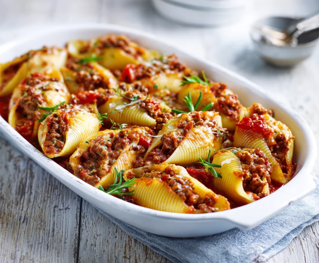 beef mince bolognese stuffed pasta shells
