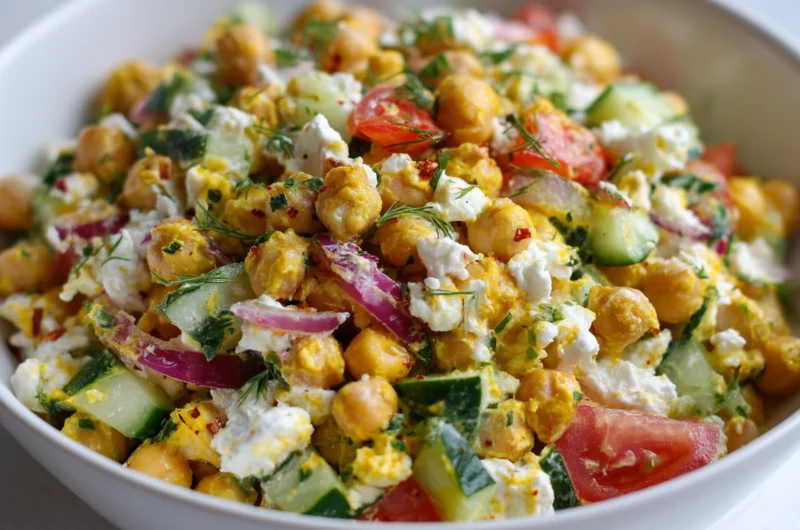 Fresh & Easy Curry Chickpea Cottage Cheese Salad